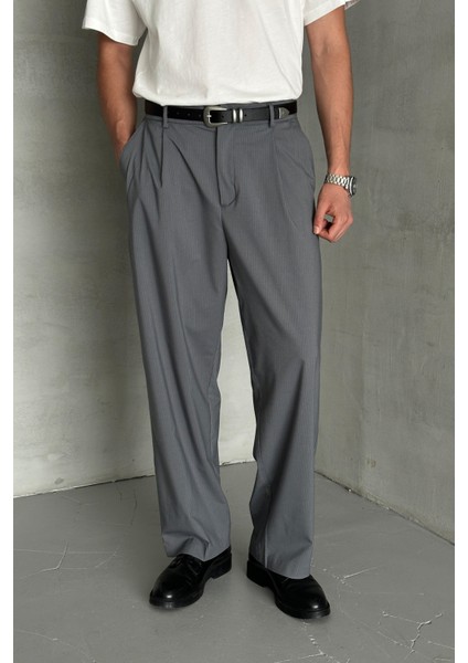 Erkek Pileli Ekstra Baggy Kalıp Kumaş Pantolon