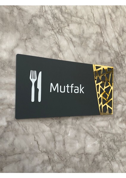 Mutfak Kapı Yönlendirme Levhası Oda Isimliği 24X12 cm