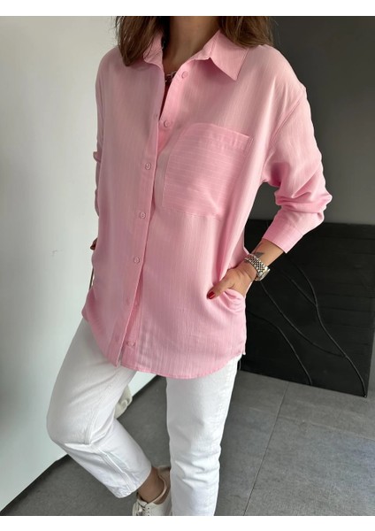 Egzotik Asortik Kadın Çizgili Yandan Cepli Oversize Tunik Gömlek fırsatları