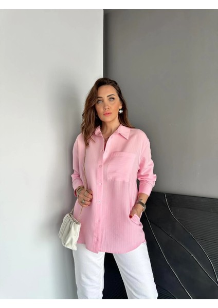 Egzotik Asortik Kadın Çizgili Yandan Cepli Oversize Tunik Gömlek indirimleri