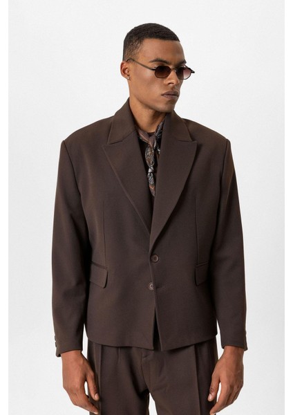 Koyu Kahve Crop Fit Erkek Blazer Ceket fiyatları