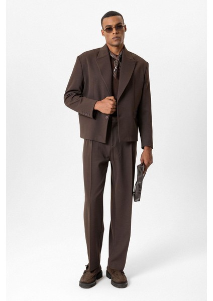 Koyu Kahve Crop Fit Erkek Blazer Ceket modelleri