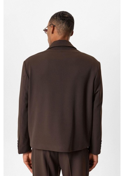 Koyu Kahve Crop Fit Erkek Blazer Ceket indirimleri