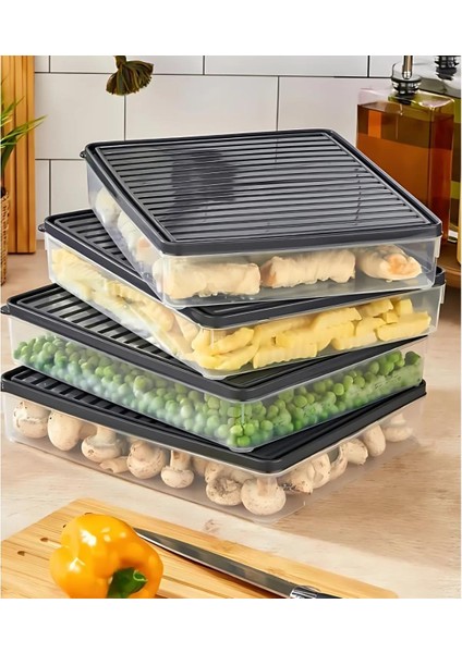 BGMT2525 4'lü Şeffaf Saklama Kabı 4x2,5 Lt Mikrodalga Buzdolabı ve Dondurucu Uyumlu düzenleyici modelleri