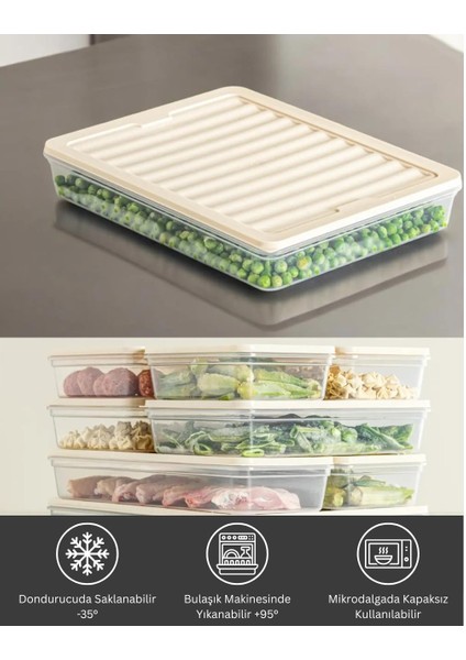 BGMT2525 4'lü Şeffaf Saklama Kabı 4x2,5 Lt Mikrodalga Buzdolabı ve Dondurucu Uyumlu düzenleyici