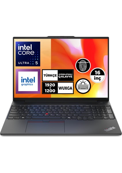 Thinkpad E16 Gen 2 Ultra 5 125U 64GB 4tb SSD 16" Wuxga W11P Notebook 21MA008YTX 024