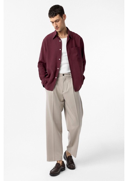 Bordo Modal Kumaş Relax Fit Erkek Gömlek fiyatları