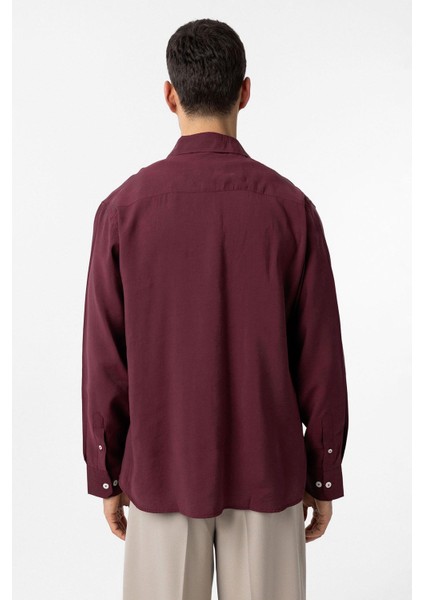 Bordo Modal Kumaş Relax Fit Erkek Gömlek indirimleri