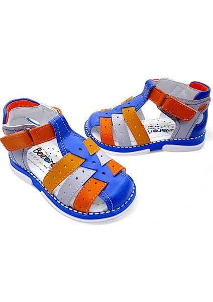 Ortopedik Erkek Bebek ve Çocuk Sandaleti Cayman Serisi CYM2404b Saks Turuncu 23