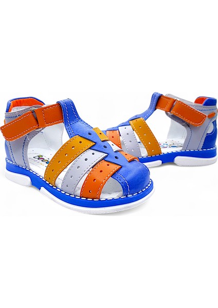 Ortopedik Erkek Bebek ve Çocuk Sandaleti Cayman Serisi CYM2404b Saks Turuncu 23