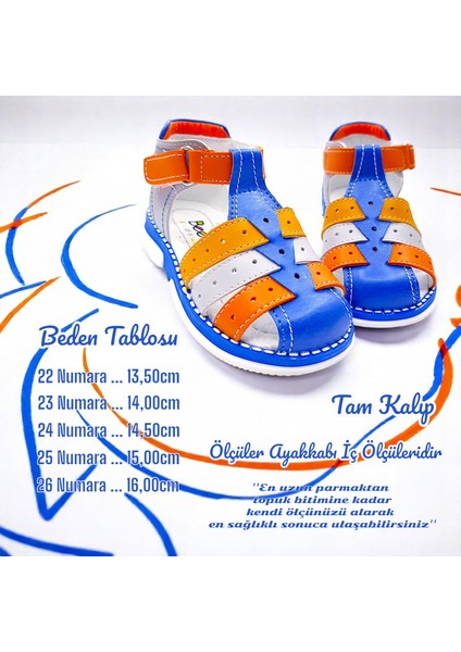 Ortopedik Erkek Bebek ve Çocuk Sandaleti Cayman Serisi CYM2404b Saks Turuncu 23