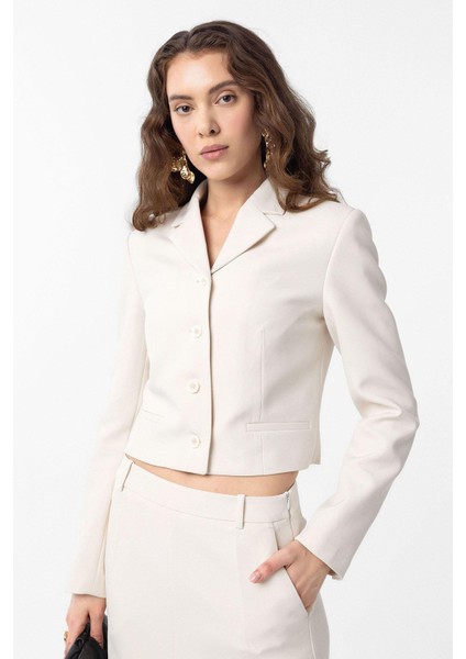 Ekru Crop Kadın Blazer Ceket fiyatları