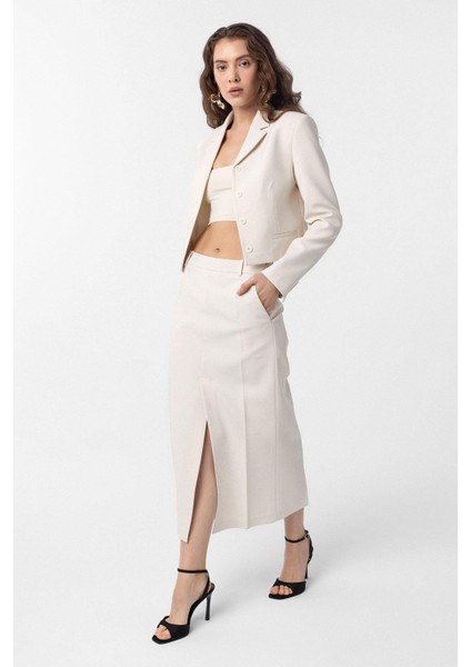 Ekru Crop Kadın Blazer Ceket fırsatları