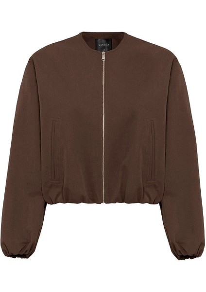 Kahve Crop Kadın Bomber Mont indirimleri