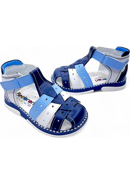 Ortopedik Erkek Bebek ve Çocuk Sandaleti Cayman Serisi CYM2404b Lacivert Beyaz Mavi 23