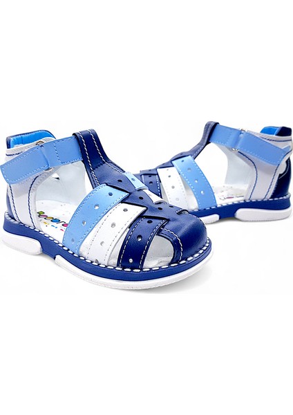 Ortopedik Erkek Bebek ve Çocuk Sandaleti Cayman Serisi CYM2404b Lacivert Beyaz Mavi 23