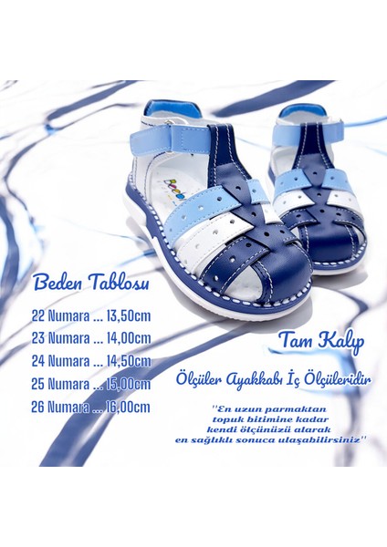 Ortopedik Erkek Bebek ve Çocuk Sandaleti Cayman Serisi CYM2404b Lacivert Beyaz Mavi 23