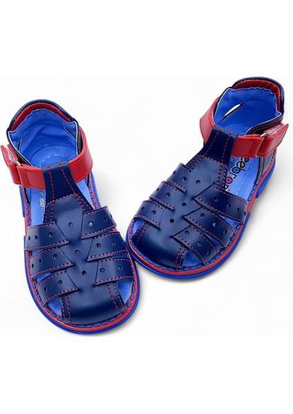 Ortopedik Erkek Bebek ve Çocuk Sandaleti Cayman Serisi CYM2404b Lacivert Kırmızı 24