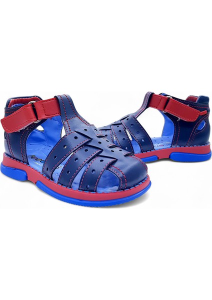 Ortopedik Erkek Bebek ve Çocuk Sandaleti Cayman Serisi CYM2404b Lacivert Kırmızı 24