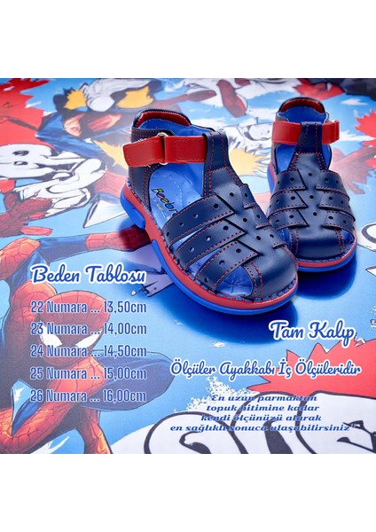 Ortopedik Erkek Bebek ve Çocuk Sandaleti Cayman Serisi CYM2404b Lacivert Kırmızı 24