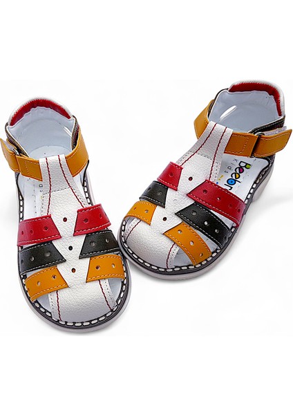 Ortopedik Erkek Bebek ve Çocuk Sandaleti Cayman Serisi CYM2404b Haki Sarı 24
