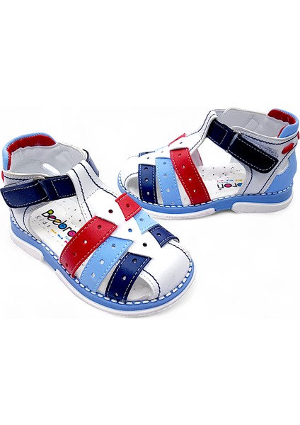 Ortopedik Erkek Bebek ve Çocuk Sandaleti Cayman Serisi CYM2404b Beyaz Mavi Kırmızı 22