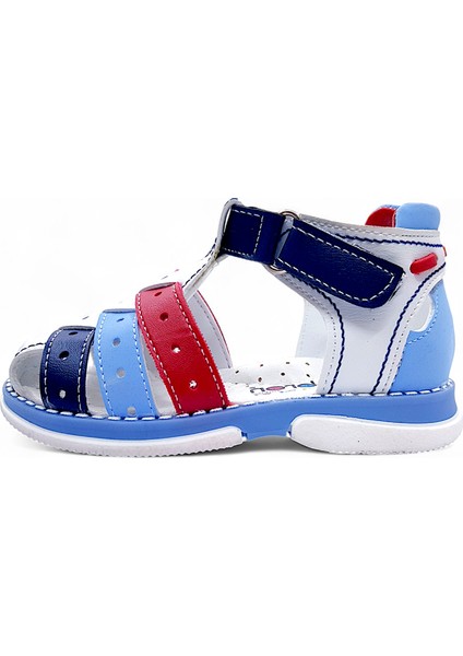 Ortopedik Erkek Bebek ve Çocuk Sandaleti Cayman Serisi CYM2404b Beyaz Mavi Kırmızı 22