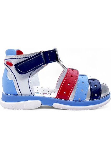 Ortopedik Erkek Bebek ve Çocuk Sandaleti Cayman Serisi CYM2404b Beyaz Mavi Kırmızı 22