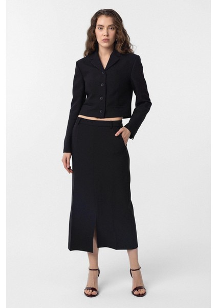 Siyah Crop Kadın Blazer Ceket modelleri