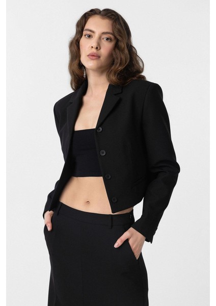 Siyah Crop Kadın Blazer Ceket fırsatları