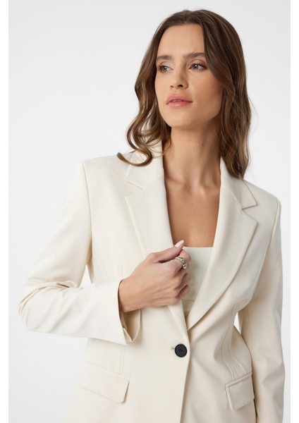 Ekru Vücuda Oturan Kadın Blazer Ceket fırsatları