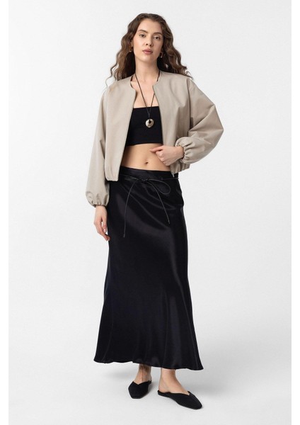 Bej Crop Kadın Bomber Mont fiyatları
