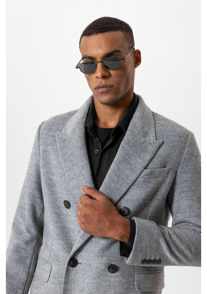 Gri Yün Karışımlı Kruvaze Erkek Kaban fırsatları