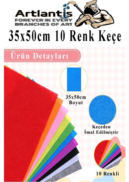 Keçe 35X50 cm 10 Renk 1 Paket 2.0 mm Renkli Hobi Keçesi Elişi Keçe Kumaşı Anasınıfı Kreş Okul Öncesi El Sanatları modelleri