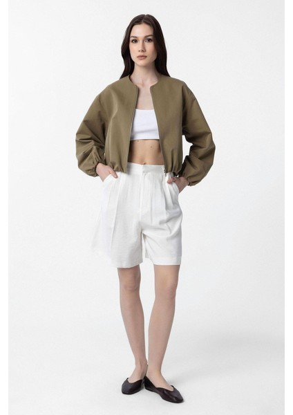 Haki Crop Kadın Bomber Mont fiyatları