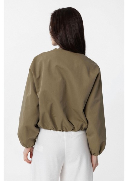 Haki Crop Kadın Bomber Mont fırsatları