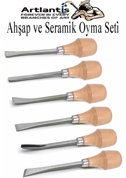 Ahşap ve Seramik Oyma Seti Kısa Sap 6 Lı 1 Paket Iskerpela Seti Paslanmaz Karbon Çelik Bıçaklı Ağaç Oyma Bıcağı Çömlek