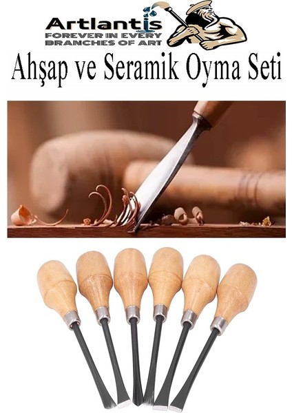 Ahşap ve Seramik Oyma Seti Kısa Sap 6 Lı 1 Paket Iskerpela Seti Paslanmaz Karbon Çelik Bıçaklı Ağaç Oyma Bıcağı Çömlek