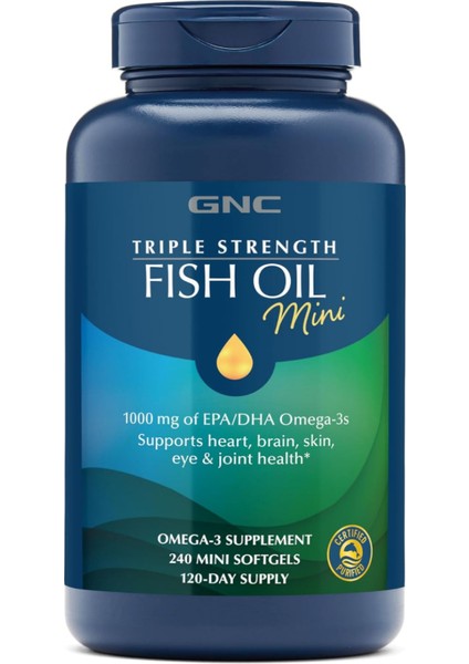 Triple Strength Fish Oil Omega 3, 1000 mg Epa And Dha Brain, Skin, Eye 240 Mini Softgels