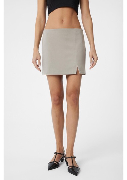 Taş Yırtmaçlı Kadın Mini Etek