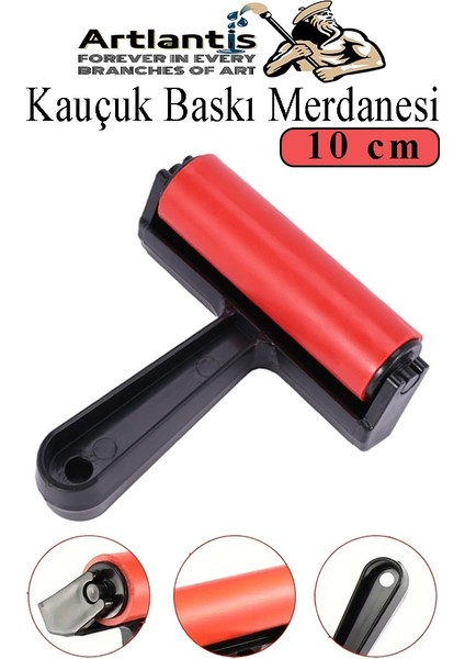 Kauçuk Baskı Merdanesi 10 cm 1 Adet Plastik Linol Baskı Merdanesi Silindir Rulo Merdane Vinil Baskı Yapıştırma