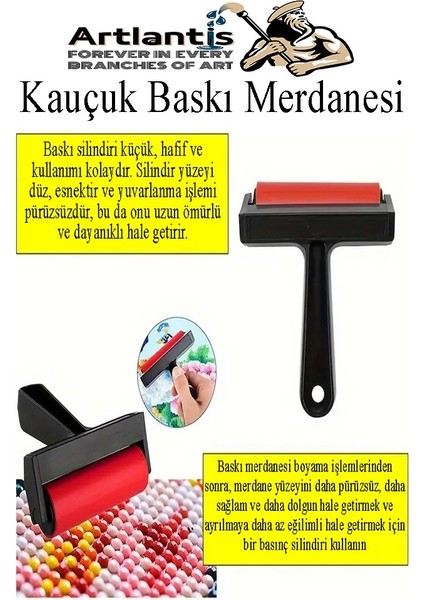 Kauçuk Baskı Merdanesi 10 cm 1 Adet Plastik Linol Baskı Merdanesi Silindir Rulo Merdane Vinil Baskı Yapıştırma