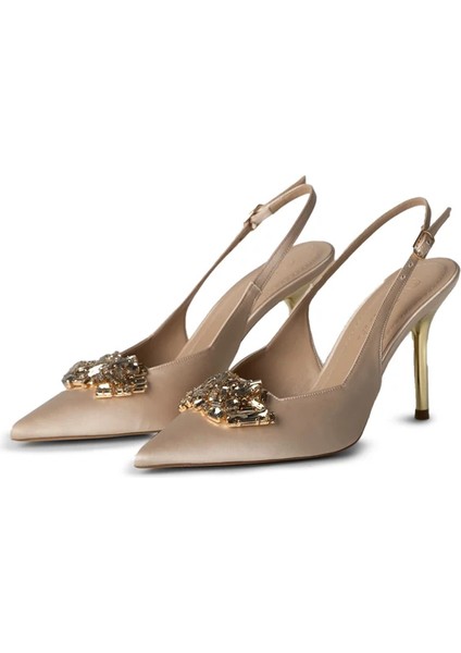 Jenny Saten Bej Taş Detaylı Topuklu Ayakkabı indirimleri