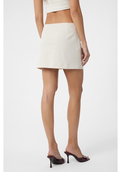 Ekru Yırtmaçlı Kadın Mini Etek fırsatları