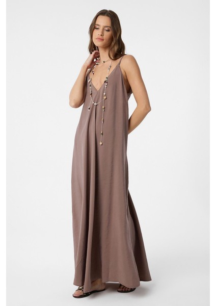 Kahve Askılı Modal Uzun Kadın Elbise fiyatları