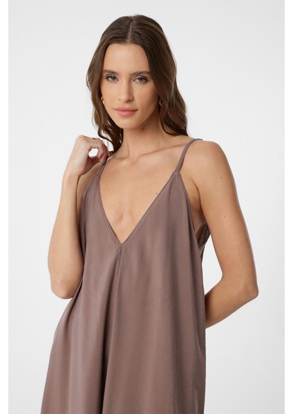 Kahve Askılı Modal Uzun Kadın Elbise fırsatları