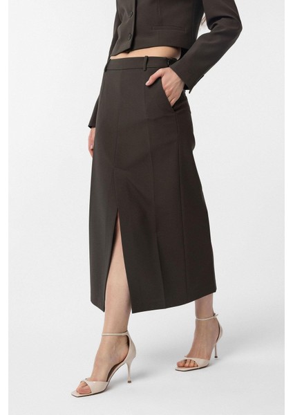 Haki Yırtmaçlı Kadın Kalem Etek fiyatları