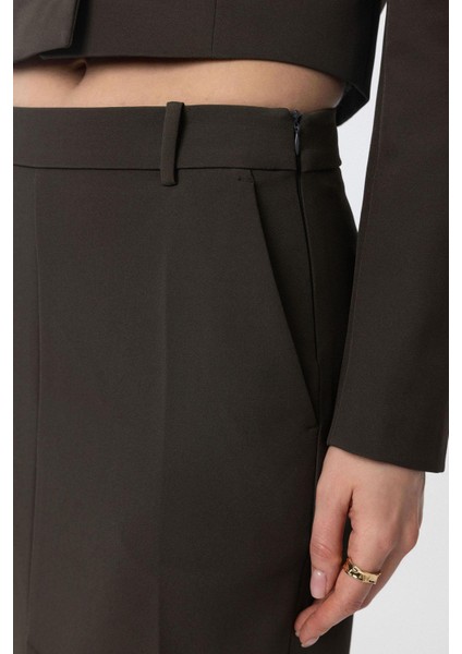 Haki Yırtmaçlı Kadın Kalem Etek fırsatları