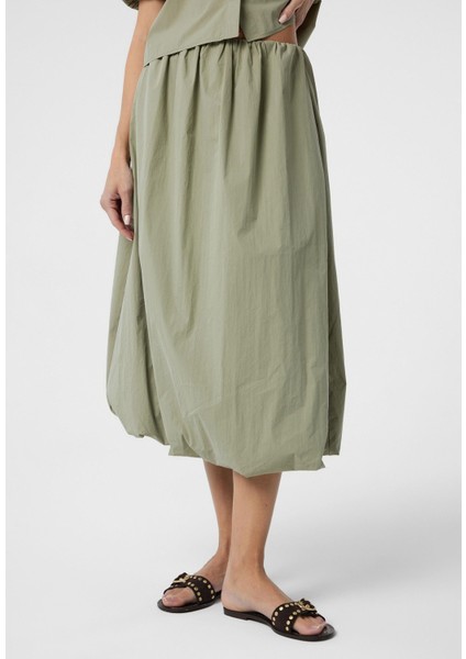 Yeşil Kadın Balon Midi Etek