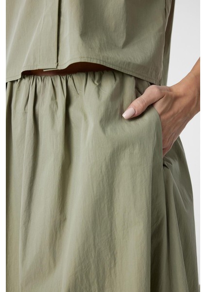 Yeşil Kadın Balon Midi Etek modelleri